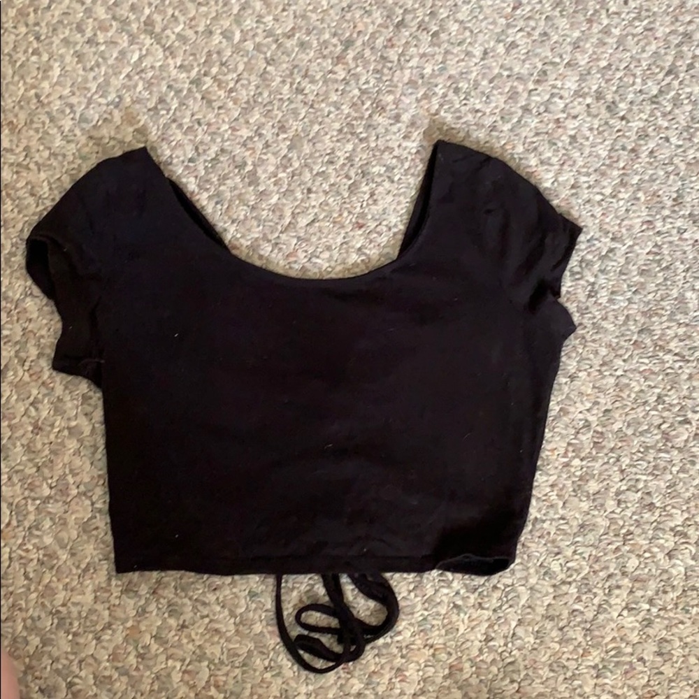 Lace up back crop top